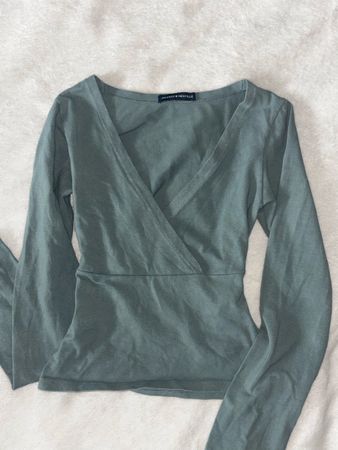 Brandy Melville wrap long sleeve top teal One Size