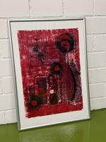 Abstraktes Kunstbild in Rot und Schwarz – handgefertig