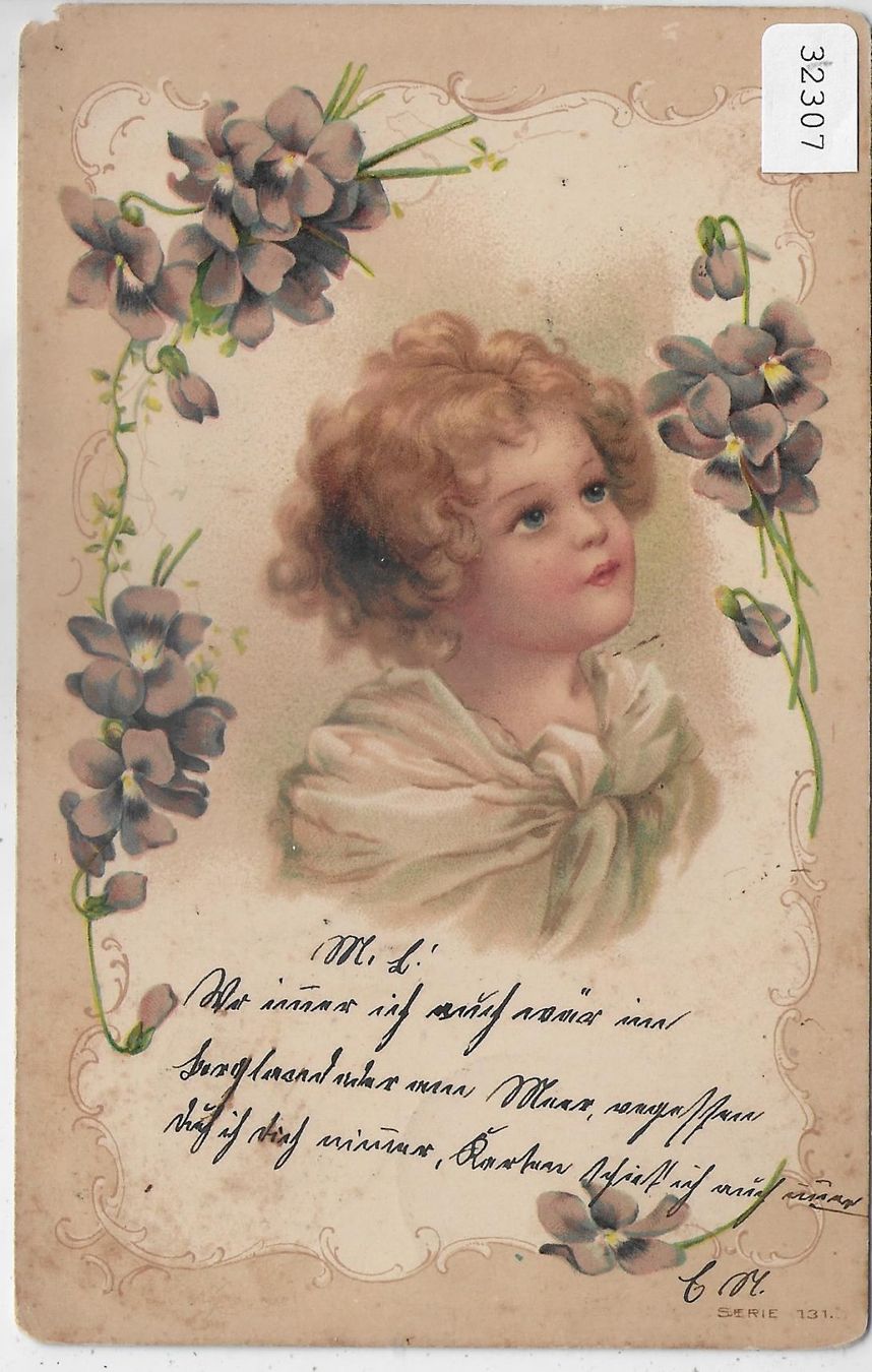 Cartoline postali: Kinderkopf - Jugendstil-Litho – Usato da Ettingen venduto da Kartenplanet