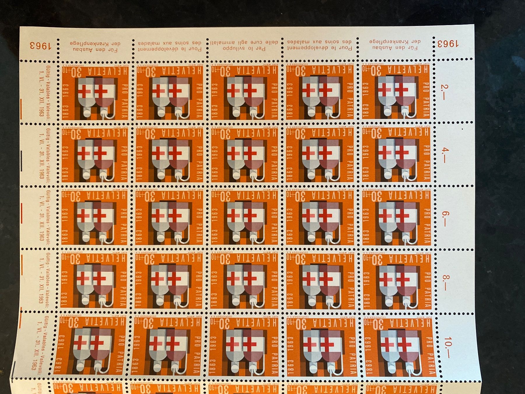 Tutti i francobolli: 1963 Pro Patria Bogen Nr. 116 ungestempelt postfrisch ** – Nuovo (secondo la descrizione) da Wil SG venduto da Chefsugus 2