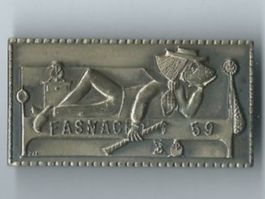 Fasnachtsplakette Basel, "Blaggedde" 1959 (Silber)