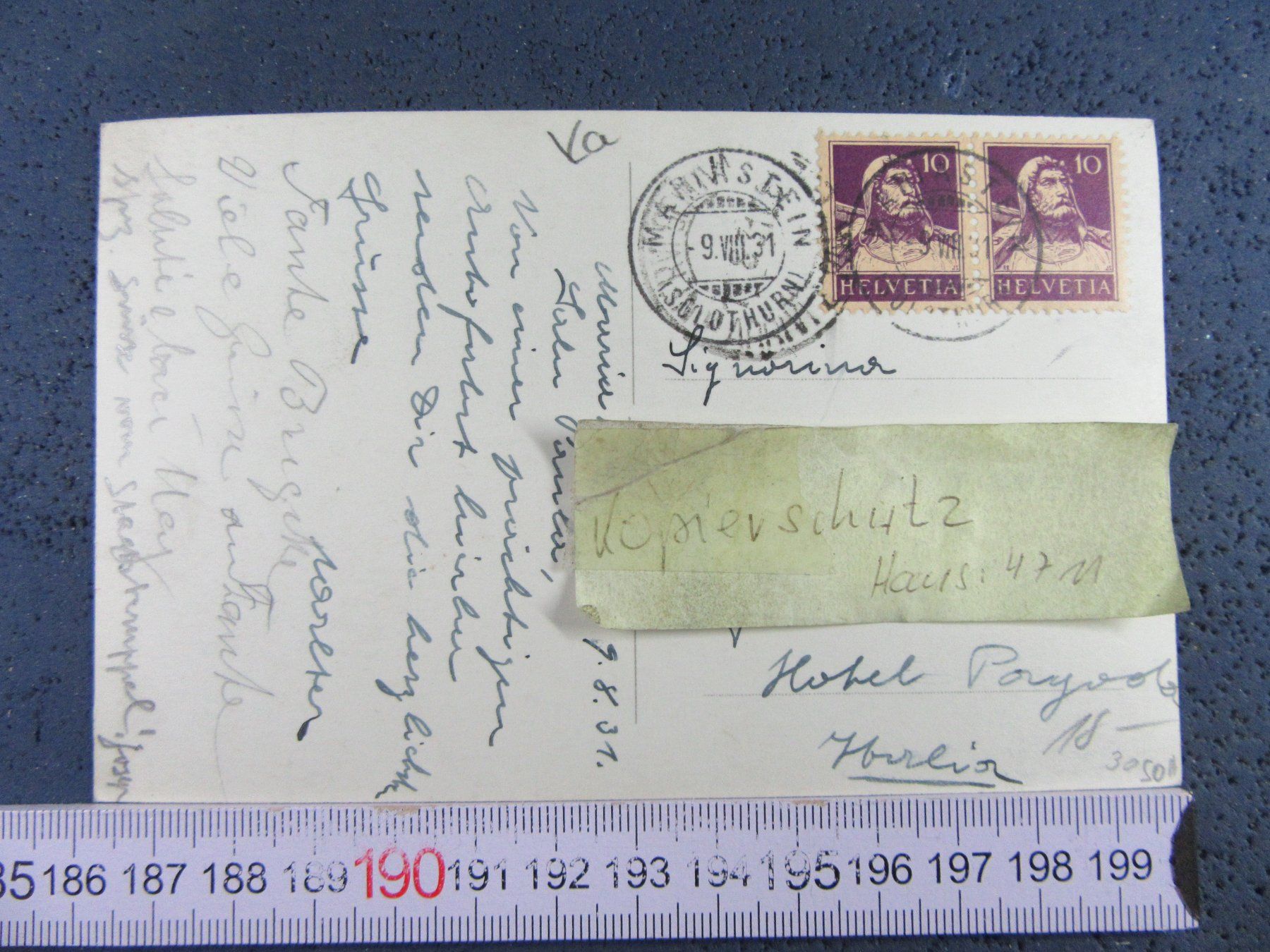 Cartoline postali: MARTIASTEIN SO AK 1931 – Usato da Ettingen venduto da Hausi4711 1