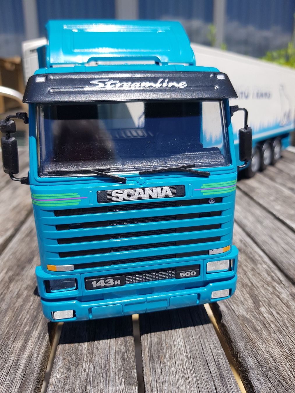 Scania Kit di modellismo & Modellini statici: Scania Modelllastwagen blau THERMO TRANS – Usato da Jona venduto da dampfnuggi