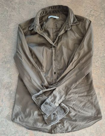 BLUSE 0039 ITALY L 40 TAUPE SAMT , TOP ZU JEANS HOSE ROCK