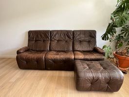 Schweizer Design Ledersofa, Vintage, De Sede-Aera