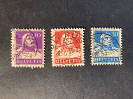 Schweiz 1933/34 kl. Lot Tellbrustbild geriffelt sauber gest.