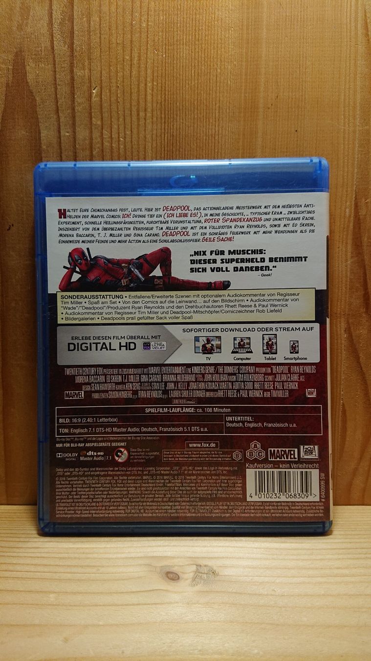 Tutti i DVDs: DEADPOOL Blu-Ray mit Ryan Reynolds – Usato da Wilderswil venduto da Exebub 1