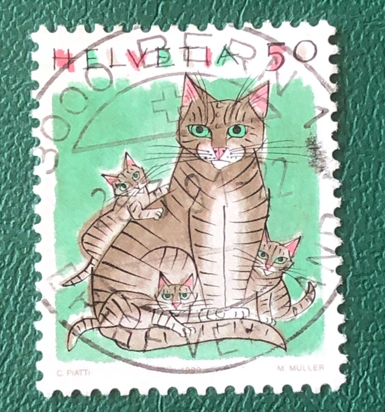 Alle Briefmarken: Nr.790 mit VollStempel Katzen 1990 Bern    – Gebraucht aus Aarau von Billa007