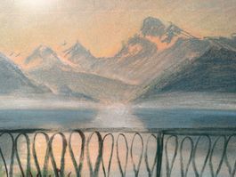 Original Pastell Boris Hellmann Gemälde 1943, Berglandschaft