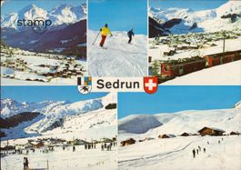 1976 AK Sedrun gegen Rueras und das Skigebiet von Milez