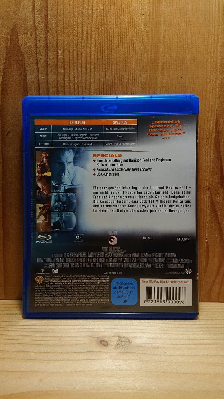 Tutti i DVDs: FIREWALL Blu-Ray mit Harrison Ford – Usato da Wilderswil venduto da Exebub 1