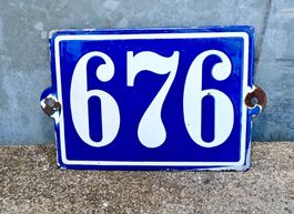 VINTAGE Emailschild Hausnummer 676 emaille ca! 20 x 13cm