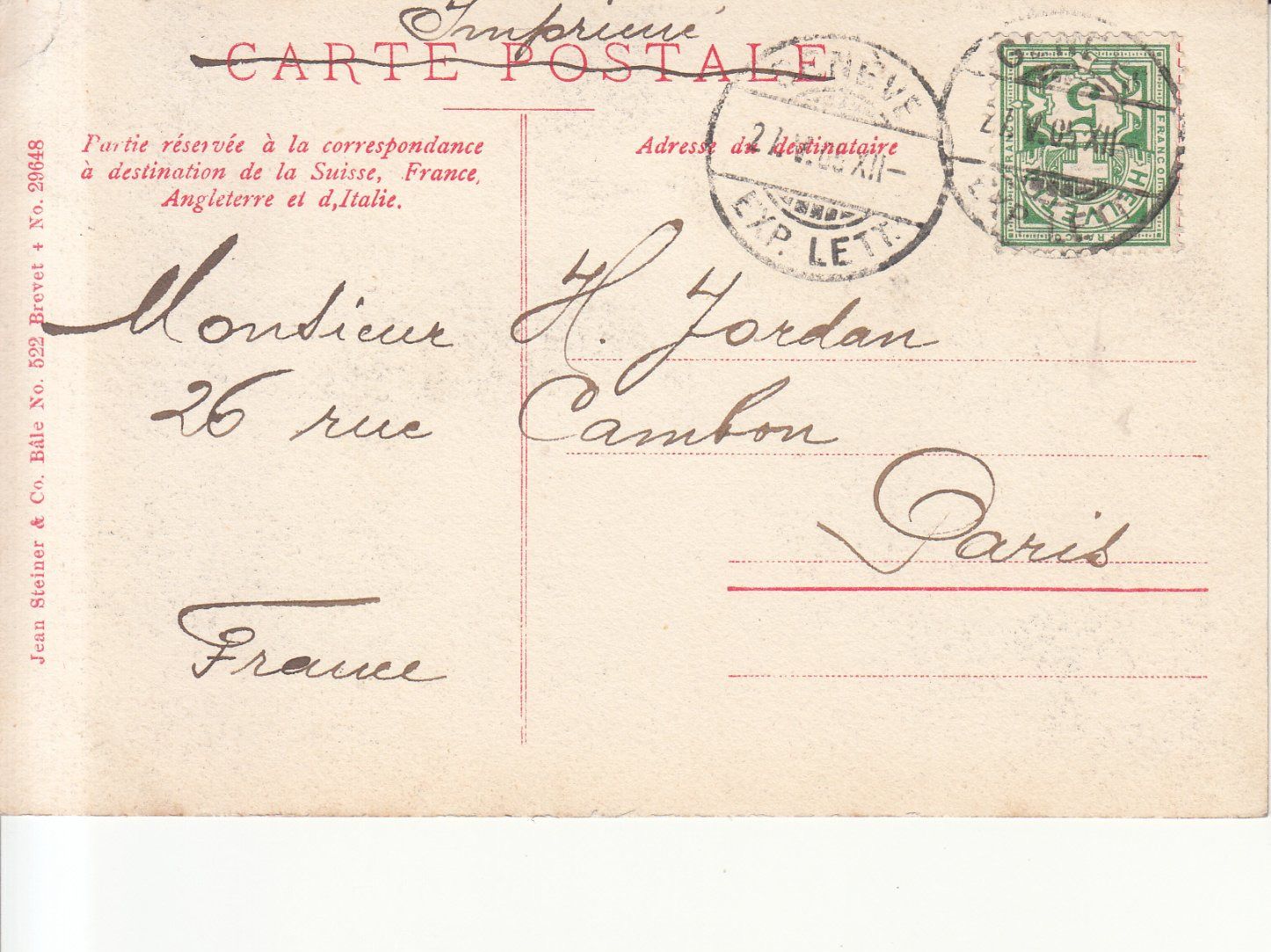 Cartoline postali: Genève 1905 – Usato da Bürglen TG venduto da StampGraf 1