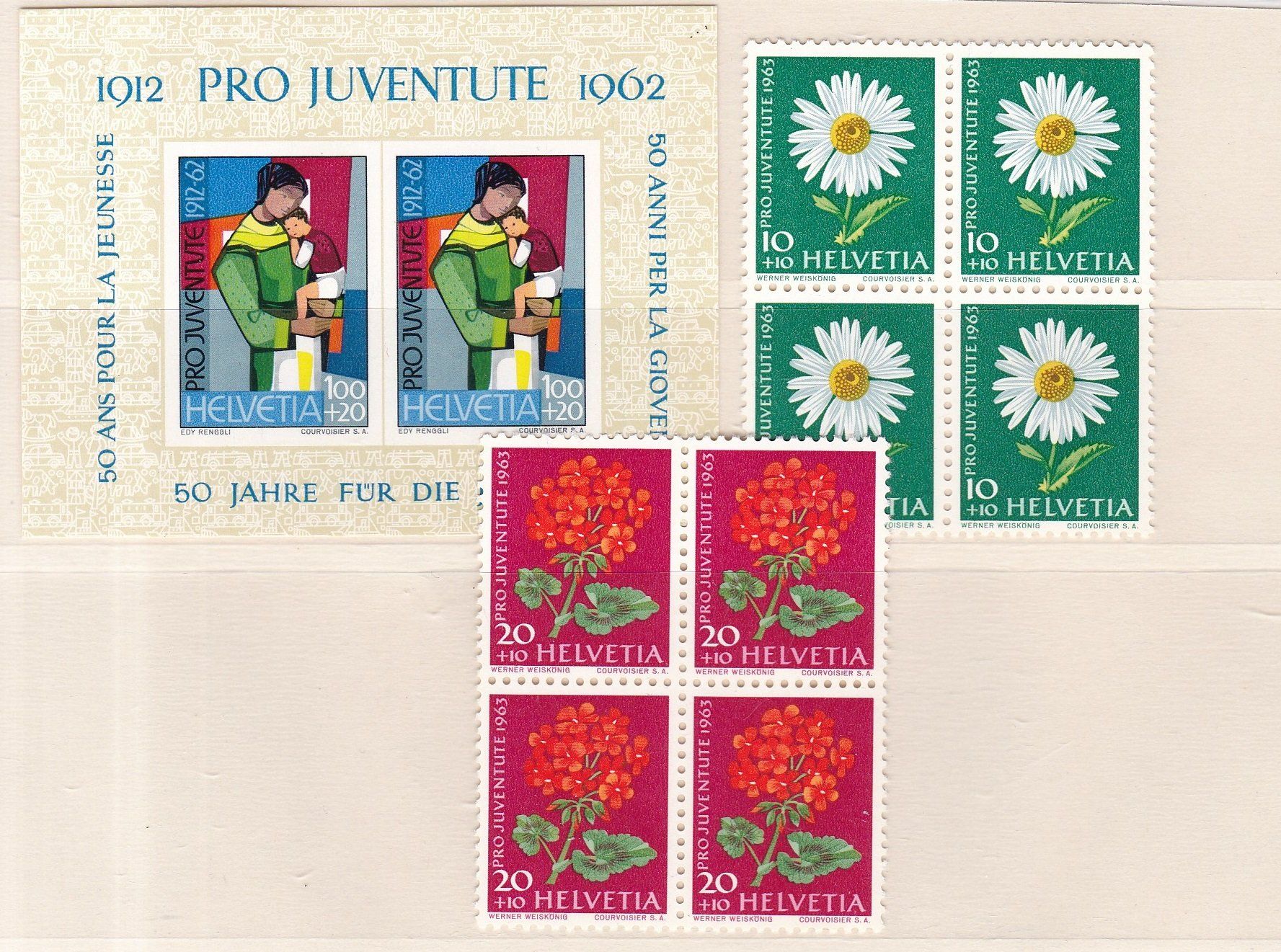 Tutti i francobolli: Pro Juventute Lot ab 1940, postfrisch mit Viererblocks – Usato da Münchwilen AG venduto da Nesar 7