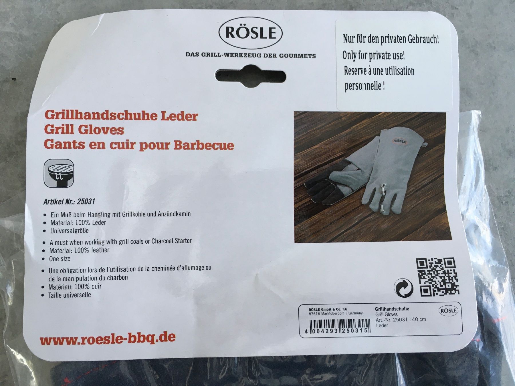 Griglie: RÖSLE 100% Leder Grillhandschuhe lang - NEU – Nuovo e nell'imballaggio originale da Zollikofen venduto da spunk65 3