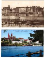 2 ungelaufenen Karten Basel - Rheinpartie