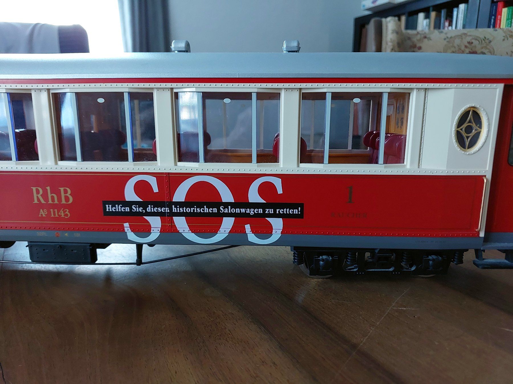 LGB Modellini di ferrovie: LGB - RhB Salonwagen As 1143 Alpine Classic Pullman Express – Usato da Schönenwerd venduto da Steidi 1
