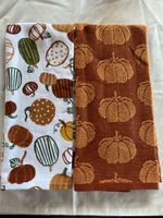 Pumpkin Harvest Kitchen Towels, Set of 2, Fall Decor
