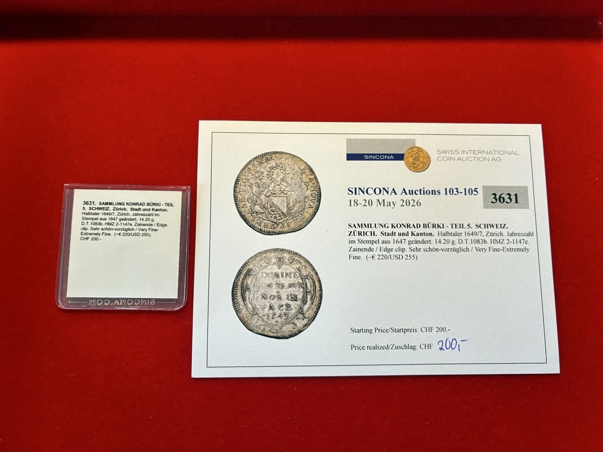 Tutti le monete: Zürich Halbtaler 1649/7 – Usato da Birmensdorf ZH venduto da VRENELI1897 2