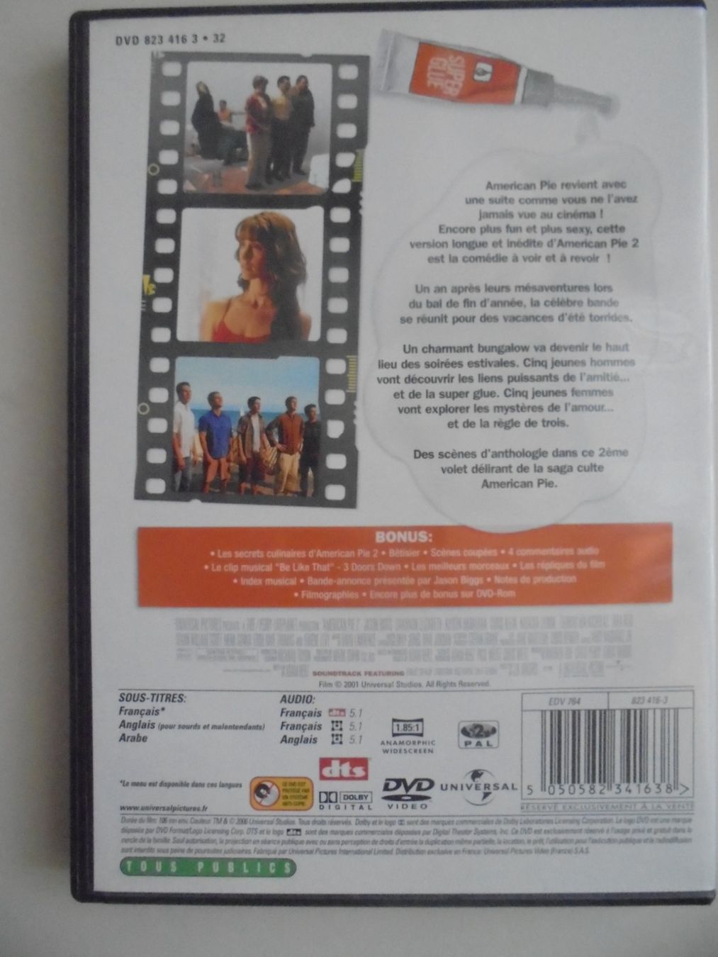 Tous les DVDs: " American Pie 2 " version longue non censurée son fr + engl – D'occasion à Eclépens par Consuelo 1
