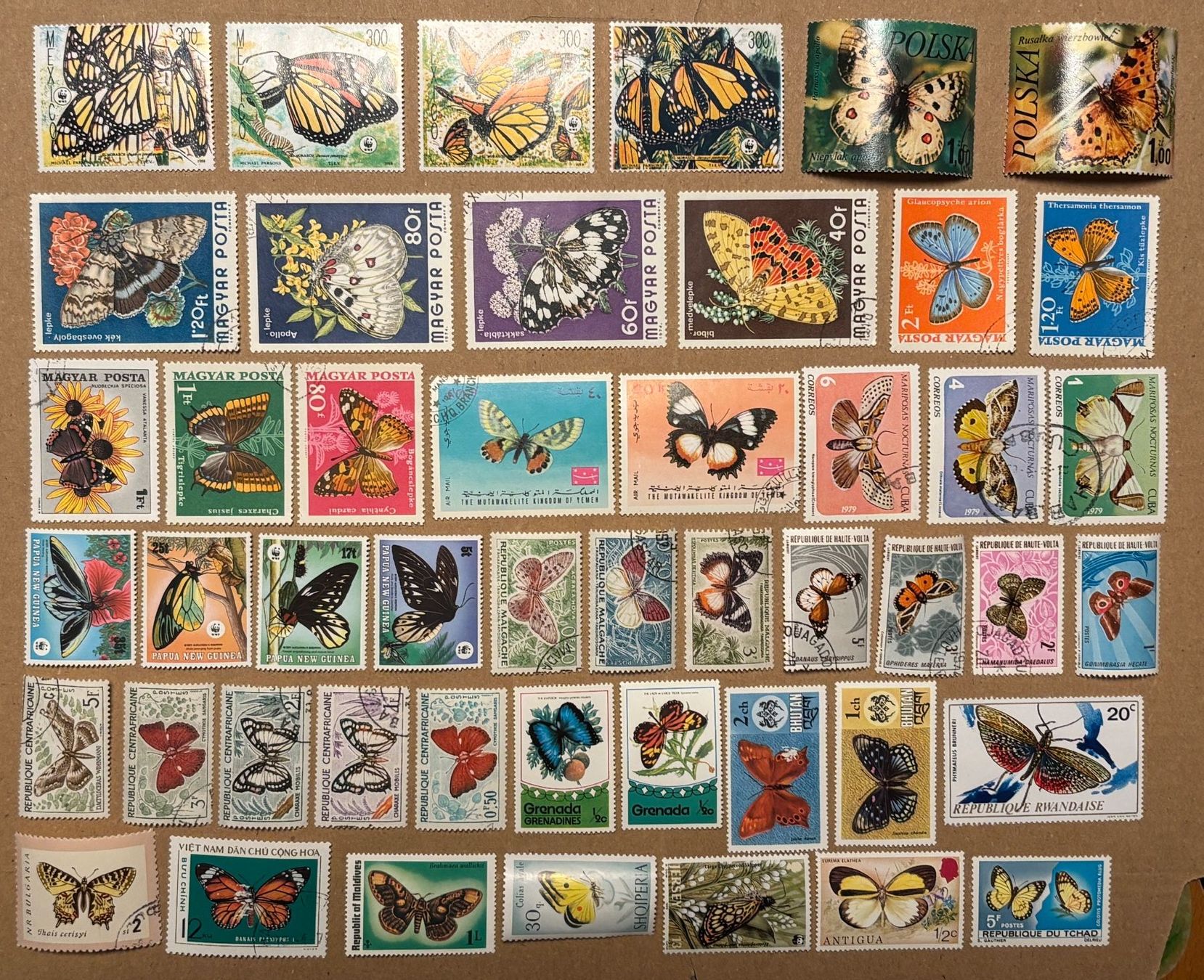 Tutti i francobolli: 48 verschiedene Briefmarken div. Länder mit Schmetterlingen – Usato da Baar venduto da bricksandmore