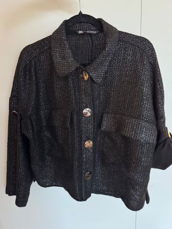 Zara Black Shimmer Overshirt / Lightweight Jacket