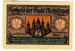 Notgeld "30 Pfennig. Meiningen 1921"