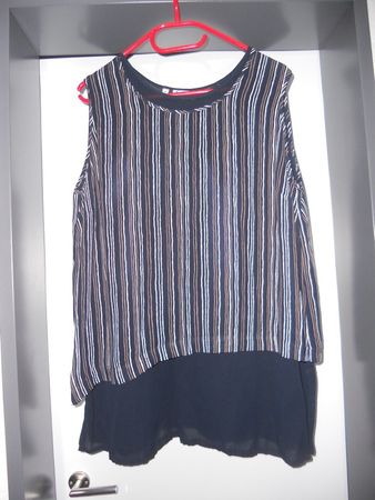Neuw. Bluse ohne Arm - weiss-braun-marine gestreift - Gr.50