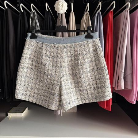 Claudie Pierlot Tweed Shorts Grey Blue