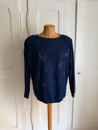 BLUOLTRE - Pullover dunkelblau mit Strass L