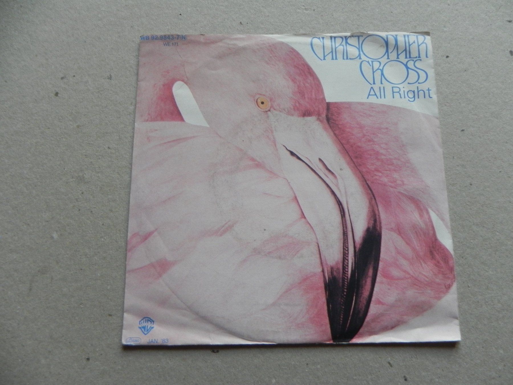 Schallplatten: Single 7 " USA Rock Sänger Christopher Cross 1983 All Right – Gebraucht aus Siebnen von krimsie