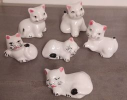 Suesse Porzellan-Kätzchen-Sammlung Deko für Katzenfans 6 stk