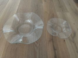 Dekorative Glasschalen mit Wellenrand, Glasi Hergiswil