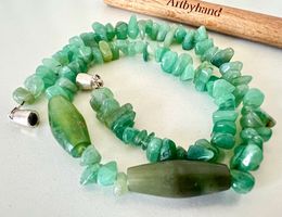 Vintage Jadekette Silber Magnetschliesse Unikat Handarbeit