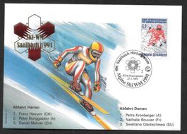 Sonderbrief Ski WM 1991 Saalbach Abfahrten 27.1.1991