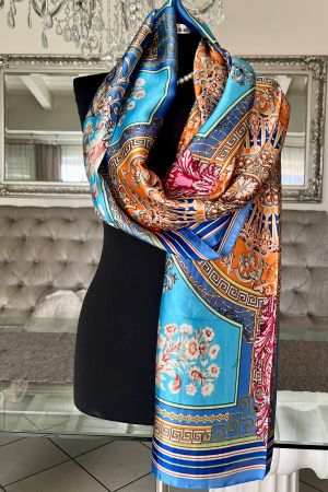 ⚜️ Luxury Foulard - türkis/mehrfarbig, Viskose/Seide - NEU!