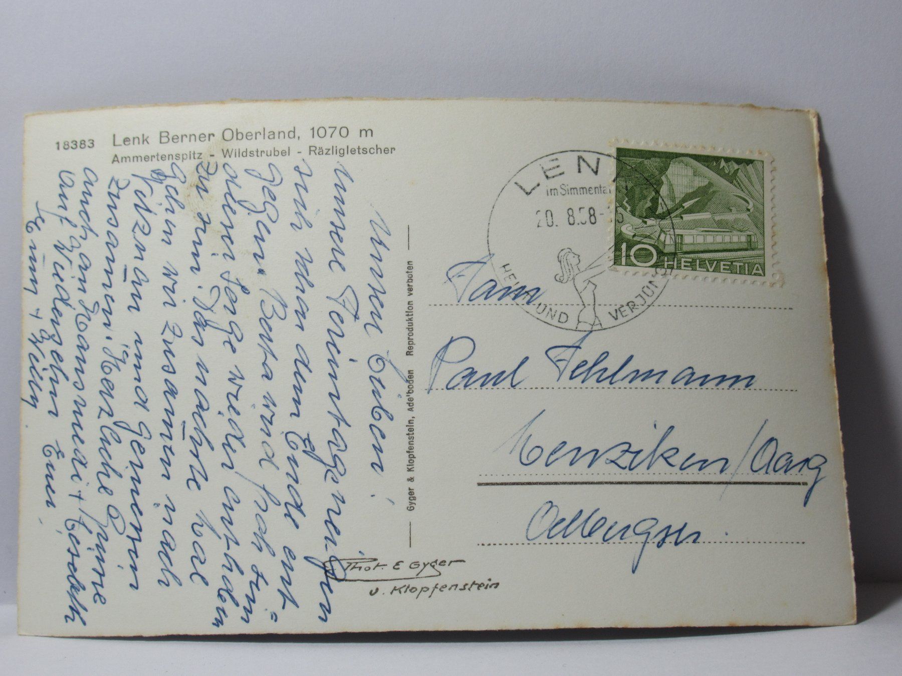 Cartoline postali: Lenk , Berner Oberland 1955 – Usato da Grenchen venduto da Bluemchen1900 1