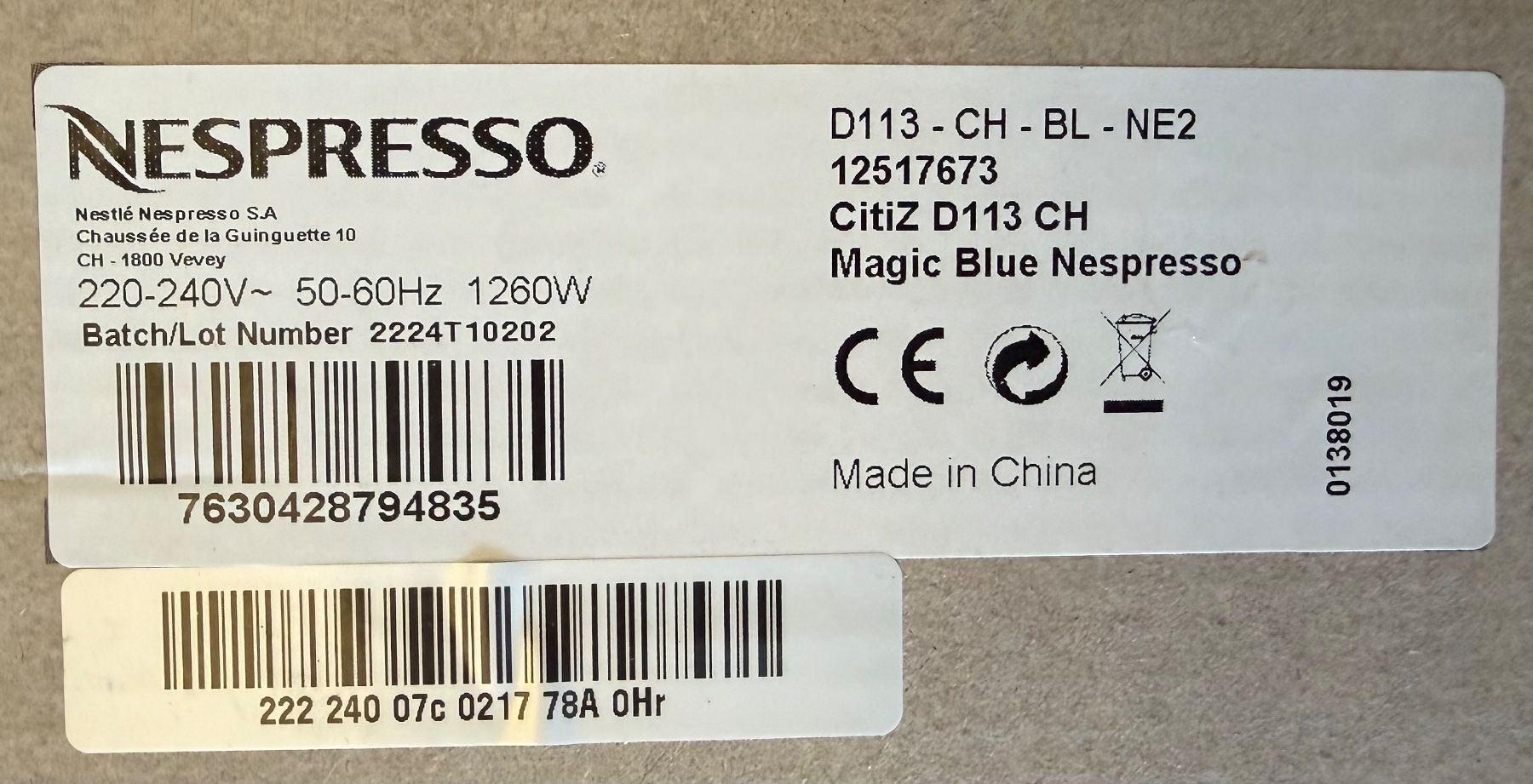 Nespresso Macchine per caffè & Macchine per espresso: Nespresso CitiZ "Magic Blue" (D113 CH) – Difettoso da Wilihof venduto da escargotet 2