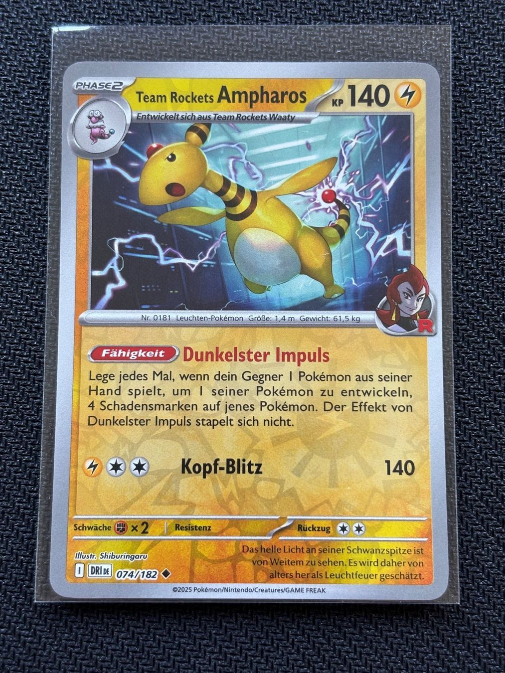 Pokémon Sammelbilder & Trading cards: Team Rockets Ampharos DRI 074 Reverse Holo Ewige Rivalen DE – Neu (gemäss Beschreibung) aus Hergiswil NW von Feybyen