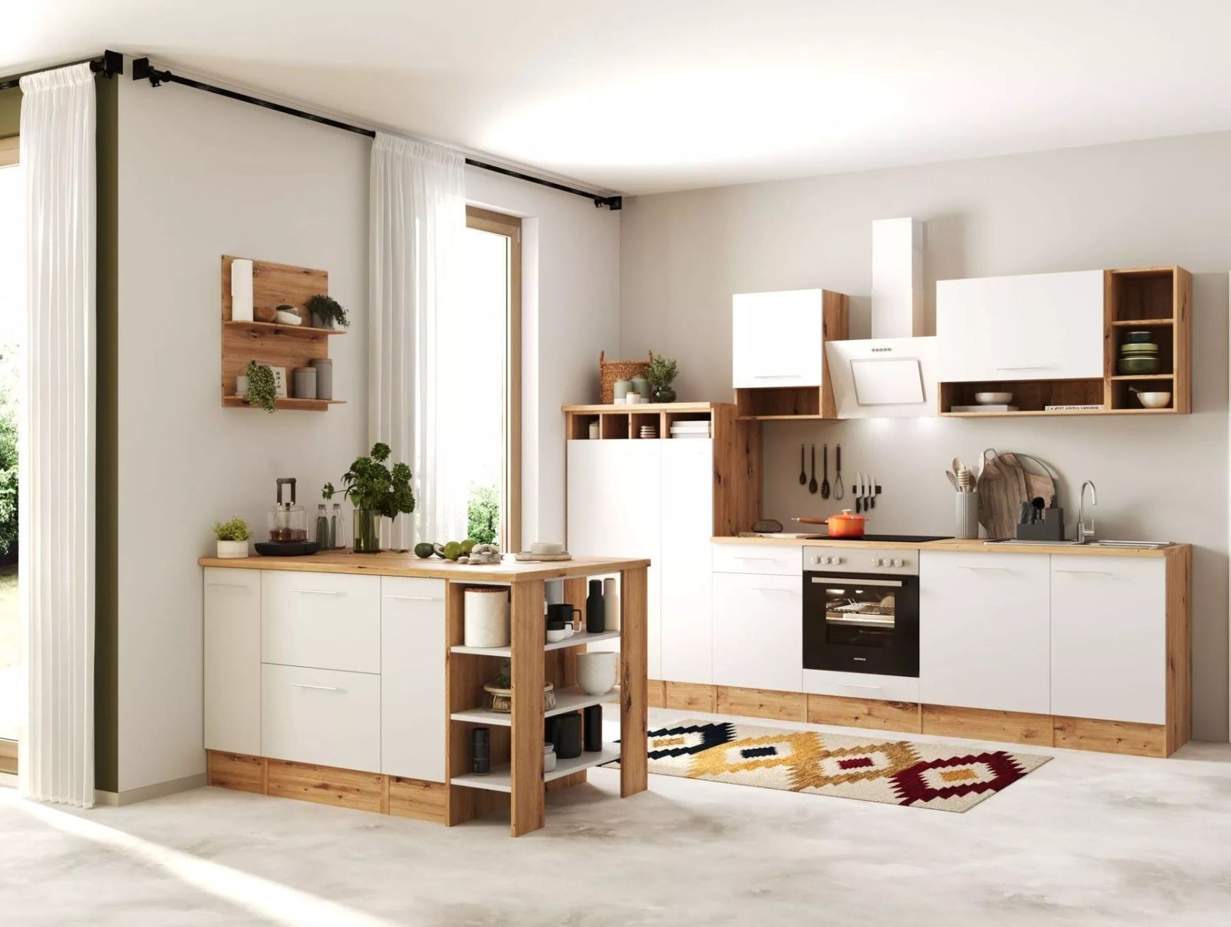 Cucine complete: 916 - Inselküche Einbauküche Eiche/Weiss Hilde 310cm – Nuovo e nell'imballaggio originale da Wallenwil venduto da toesstalvertrieb 4