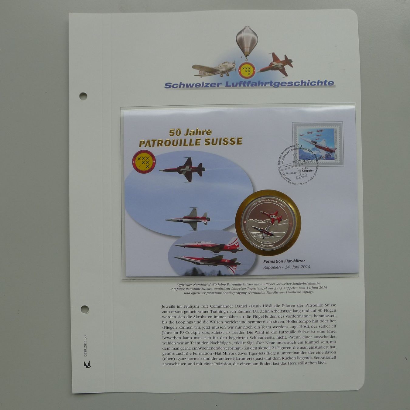 Alle Briefmarken: 2014 Numisbrief "Flat Mirror" 50 Jahre Patrouille Suisse – Gebraucht aus Sursee von Luzernerraute 4