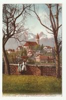 Postkarte 1912 Thun Kirche mit Stockhorn