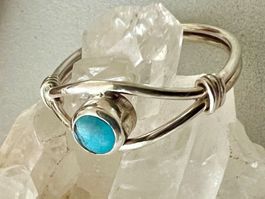 Vintage Ring 800 Silber +MPze Türkis handgefertigt Gr. 51