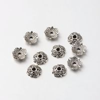 Perlenkappe Blume Antik Silber 8x2mm / 100Stück