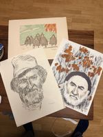 3x Lithographie von Hans Berger