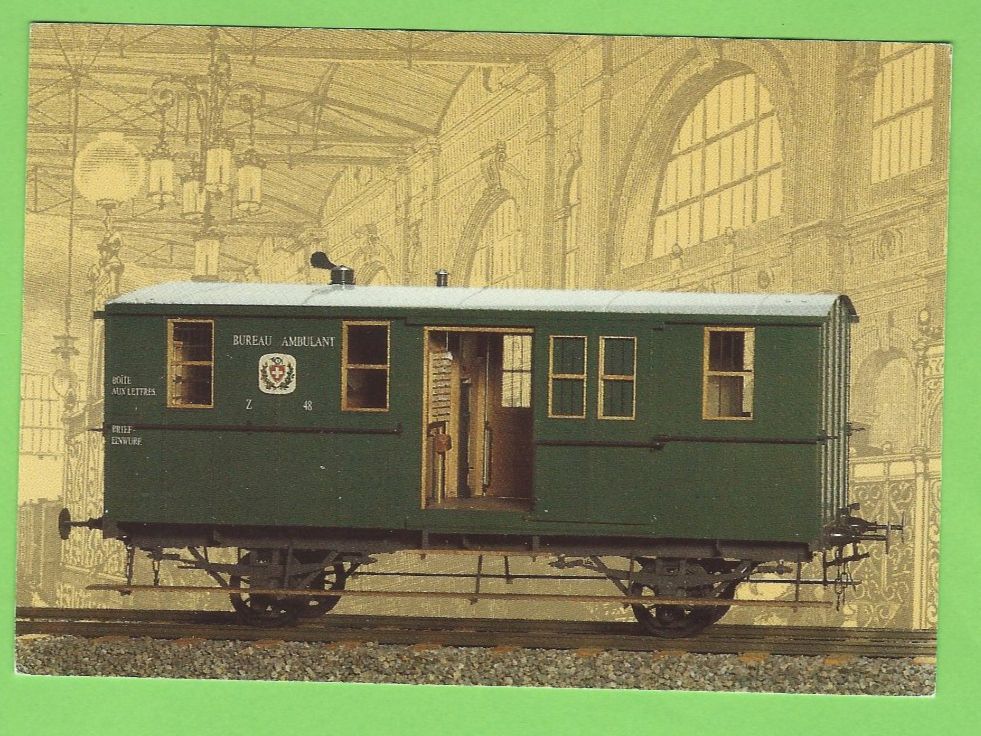Cartoline postali: PTT Bahnpostwagen Bildkarte, gestempelt 1990 – Usato da Zürich venduto da t24_de