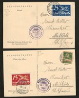 1925 : 2 verschiedene AK Flugpost ZH - St. Gallen