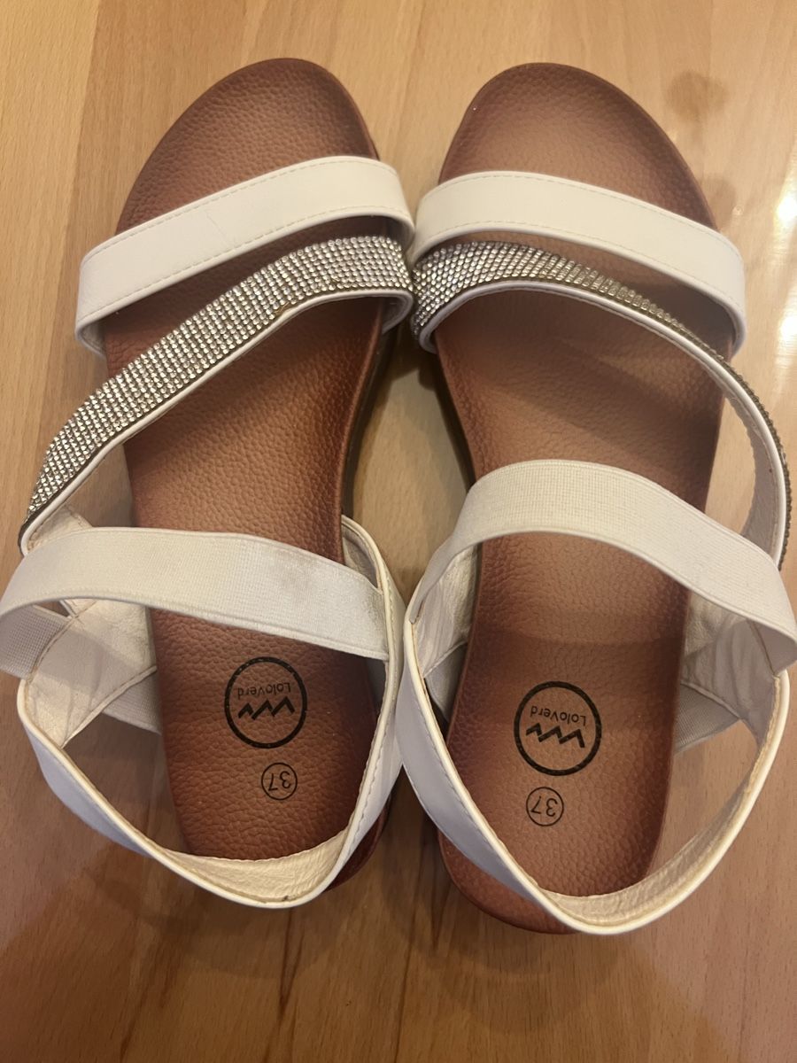 Damenschuhe: Damensandalen weiss Grösse 37 Strass – Gebraucht aus Oftringen von Nashorn_rn2c 1