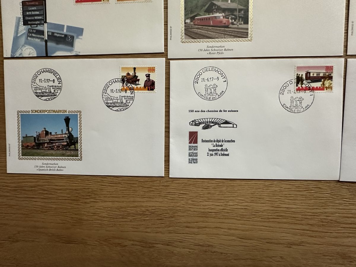 Tutti i francobolli: Schweiz - 12 Sonderbriefe BAHNPOST  – Usato da Schmitten / FR venduto da Samsara169 5