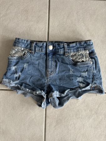 Coole Jeans Shorts mit Pailletten, Grösse 158 Sommer